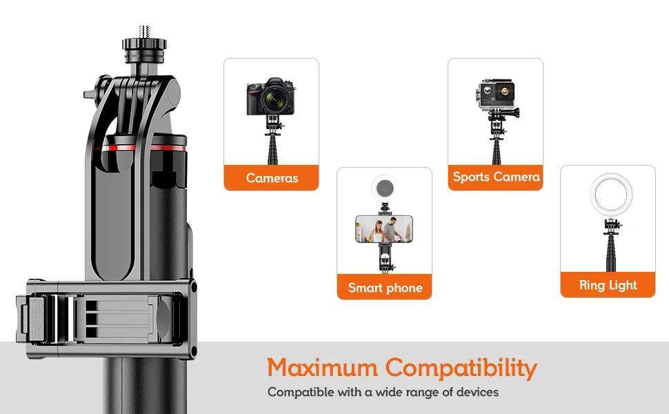 4-in-1 Selfie Stick Tripod – Wireless Remote & 360° Rotation - Sublake 