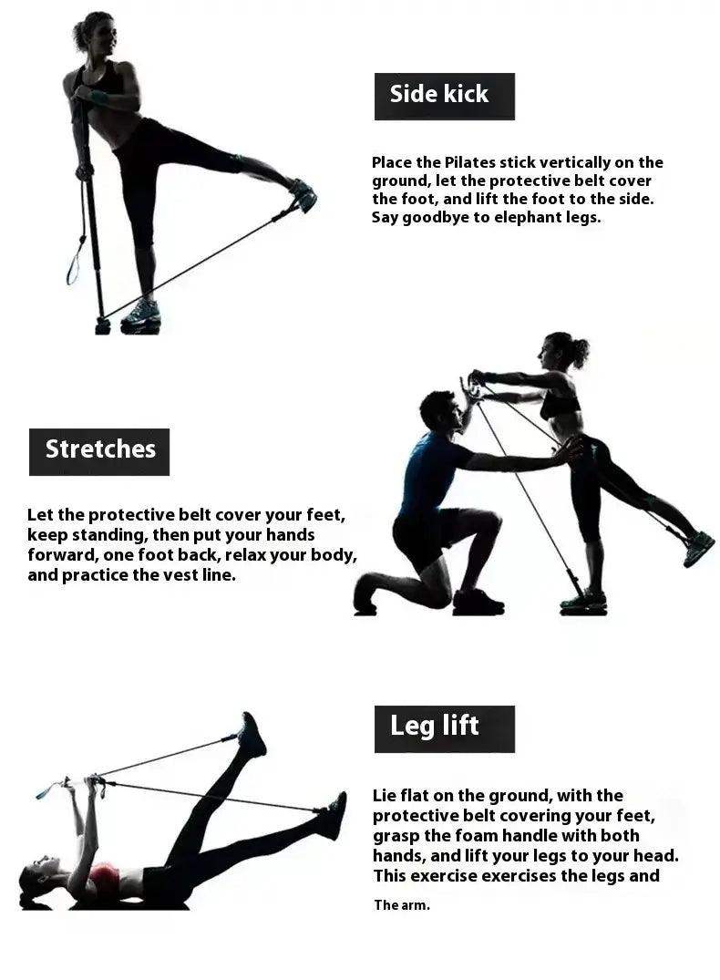 All-in-One Pilates Bar with Resistance Bands – Home Fitness - Sublake 