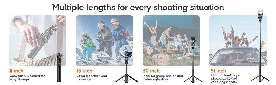 4-in-1 Selfie Stick Tripod – Wireless Remote & 360° Rotation - Sublake 
