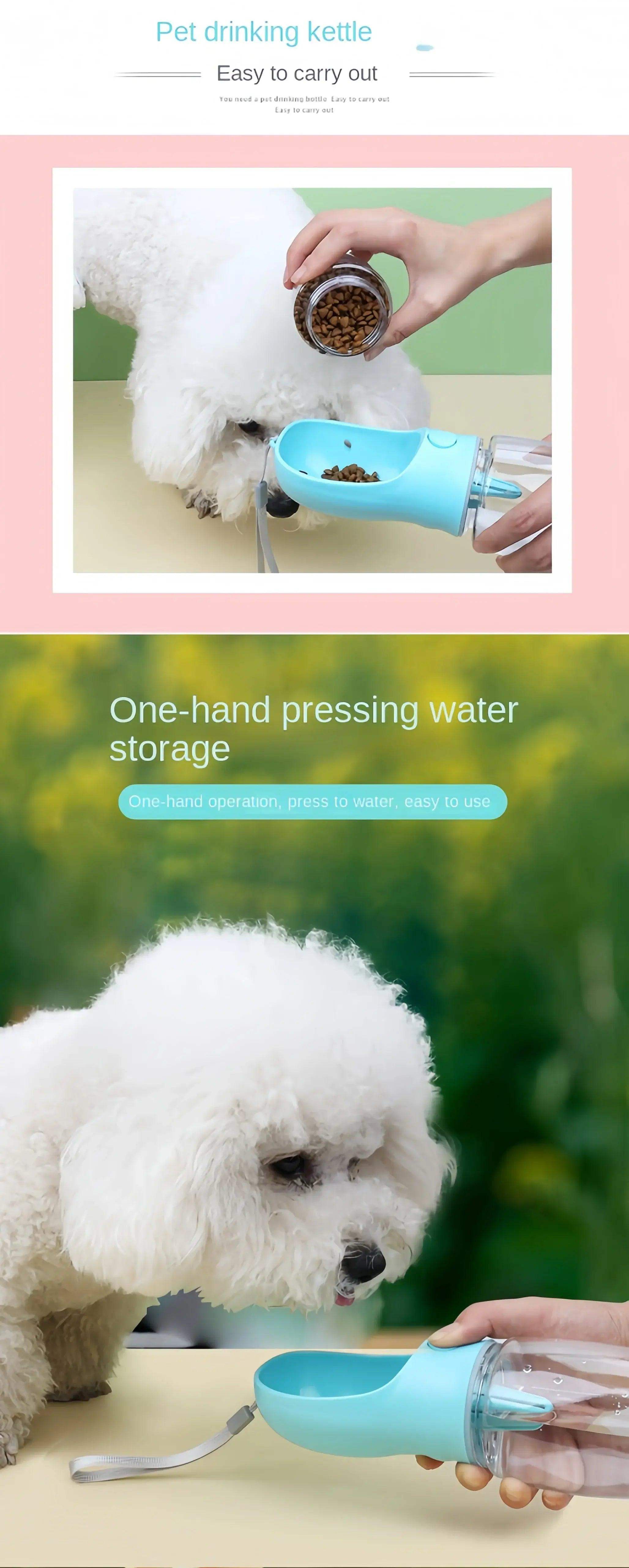 Portable Pet Bottle with Food Storage for Outdoors - Sublake 