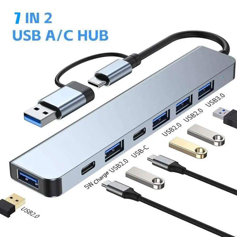 8-in-1 Type‑C USB Hub with USB 3.0 & SD Card Slots - Sublake 