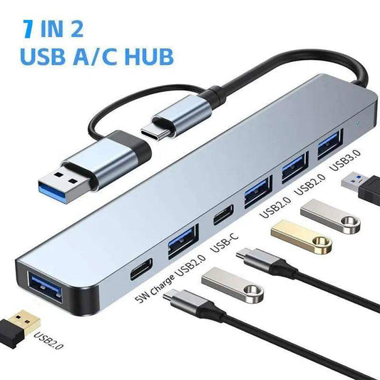 8-in-1 Type‑C USB Hub with USB 3.0 & SD Card Slots - Sublake 