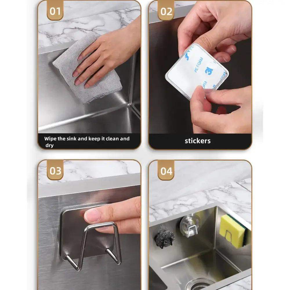Adhesive Stainless Steel Kitchen Sink Sponges Holder - Sublake 