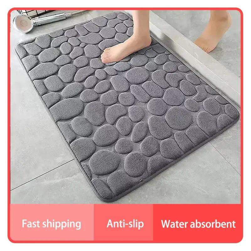 3D AntiSlip Cobblestone Embossed Bath Mat UltraDrying - Sublake 