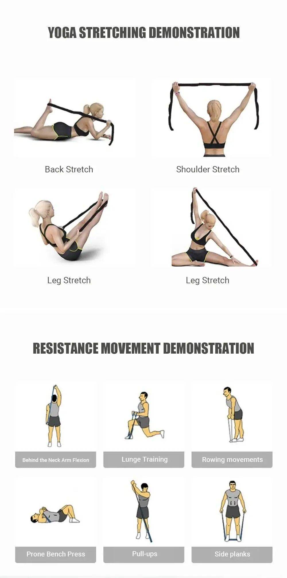 Unisex Elastic fitness, Gym & Yoga Resistance Stretch Band - Sublake 