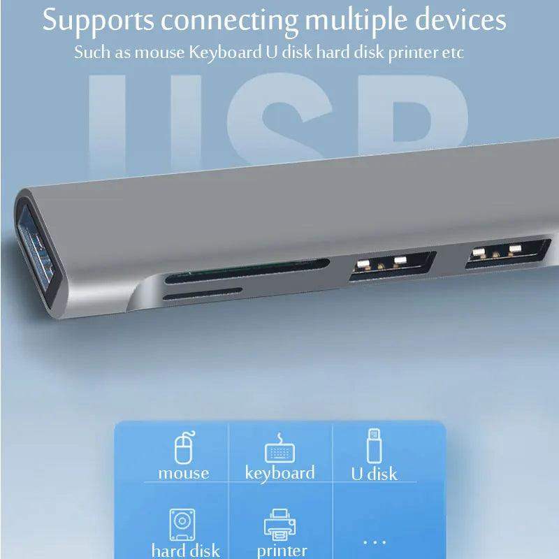 8-in-1 Type‑C USB Hub with USB 3.0 & SD Card Slots - Sublake 