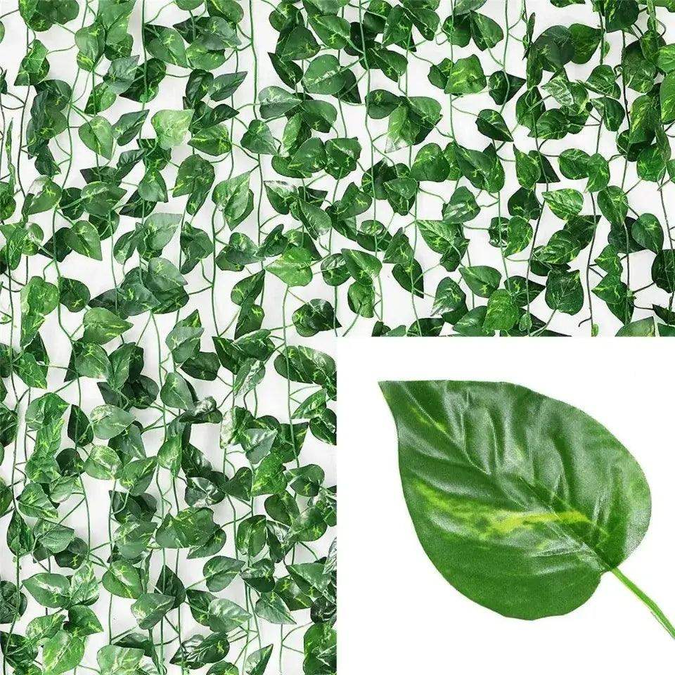11M Artificial Plant Green Ivy Leaf Garland Fake Plant Creeper Hanging Vine Outdoor DIY Garden Wall Wedding Party Home Decor - Sublake 