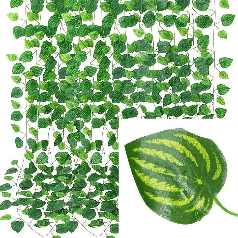 11M Artificial Plant Green Ivy Leaf Garland Fake Plant Creeper Hanging Vine Outdoor DIY Garden Wall Wedding Party Home Decor - Sublake 