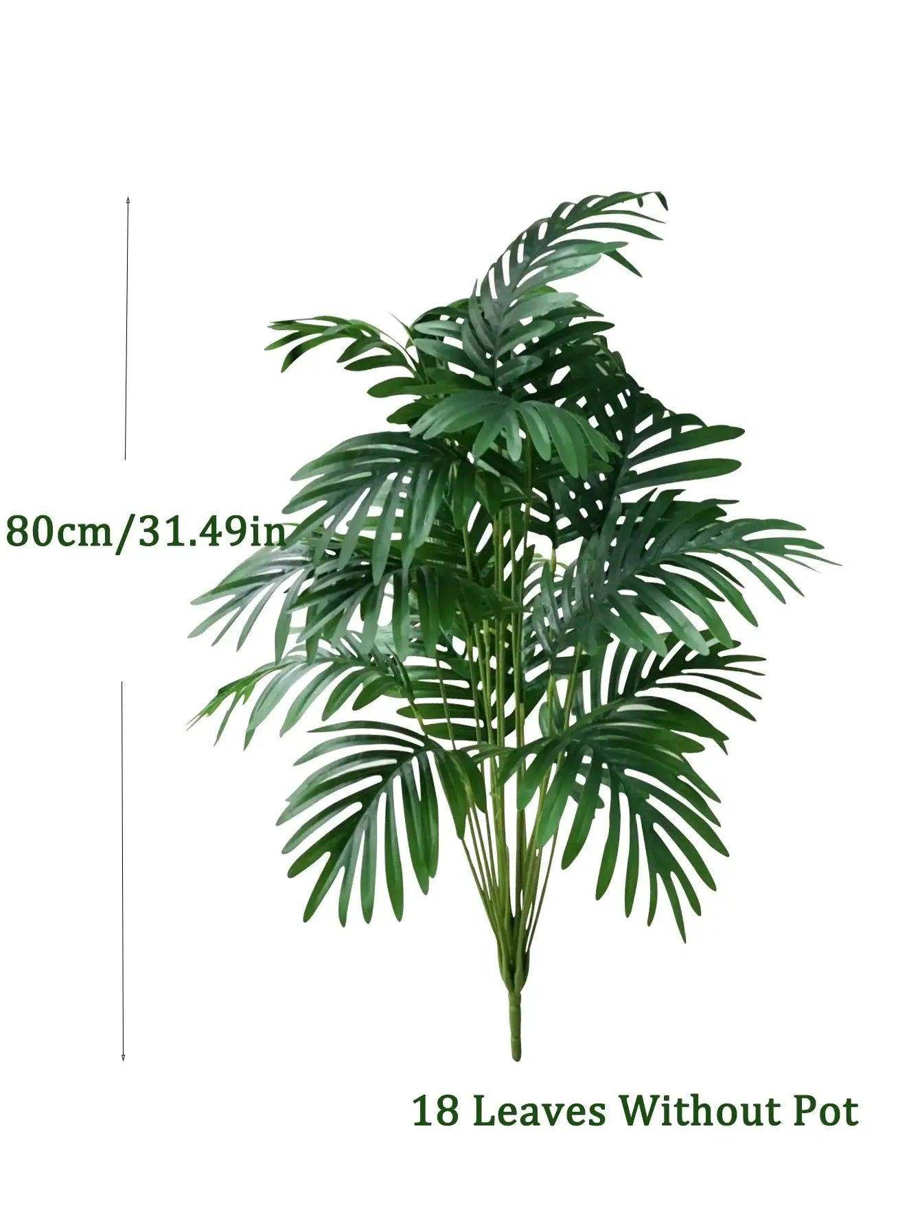 70-80cm Large Artificial Palm Tree Tropical Green Leaves Fake Plants Plastic Monstera Faux Tree Branch for Home Kitchen Decor - Sublake 