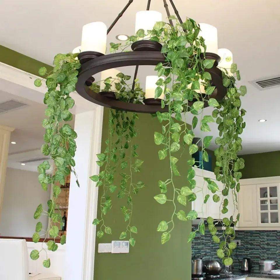 11M Artificial Plant Green Ivy Leaf Garland Fake Plant Creeper Hanging Vine Outdoor DIY Garden Wall Wedding Party Home Decor - Sublake 