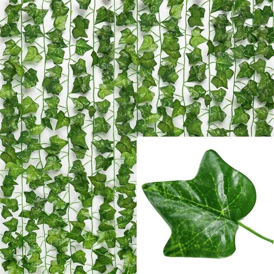 11M Artificial Plant Green Ivy Leaf Garland Fake Plant Creeper Hanging Vine Outdoor DIY Garden Wall Wedding Party Home Decor - Sublake 
