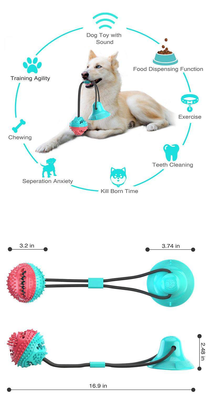 Interactive Dog Toy – Suction Cup with Rope & Slow Feeder - Sublake 