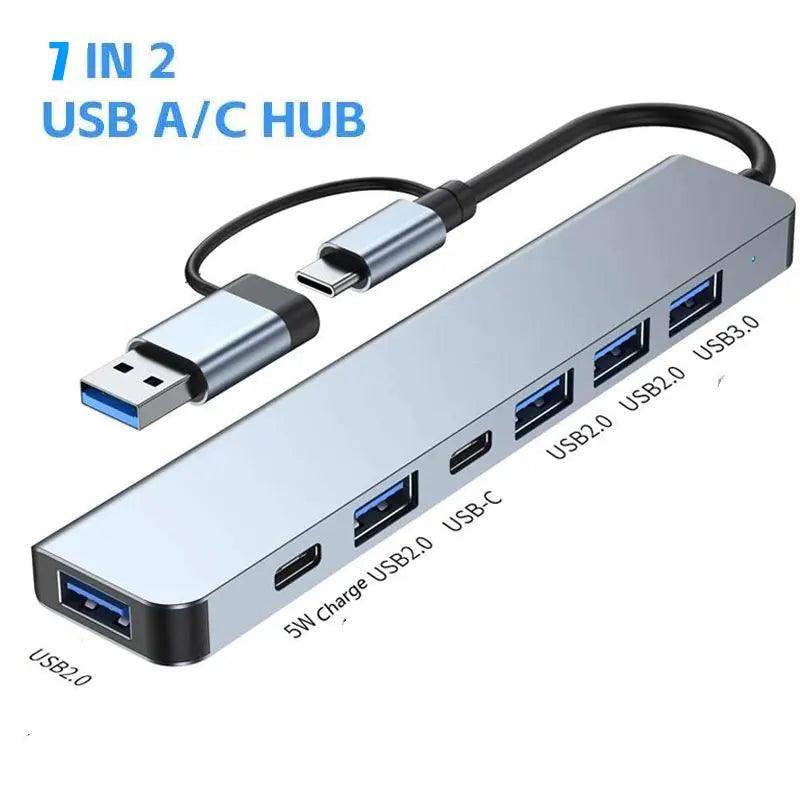 8-in-1 Type‑C USB Hub with USB 3.0 & SD Card Slots - Sublake 