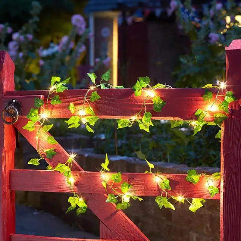 12/10/2m Fake Green Leaf Ivy Vine with LED Lights Home Bedroom Decor Wedding Glowing Artifical Plant Garland Home Decor - Sublake 