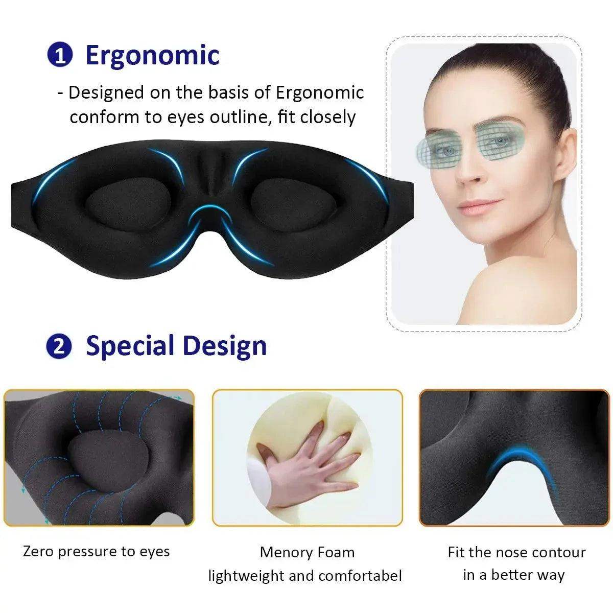 3D Eye Mask for Sleeping with Light-Blocking Design - Sublake 