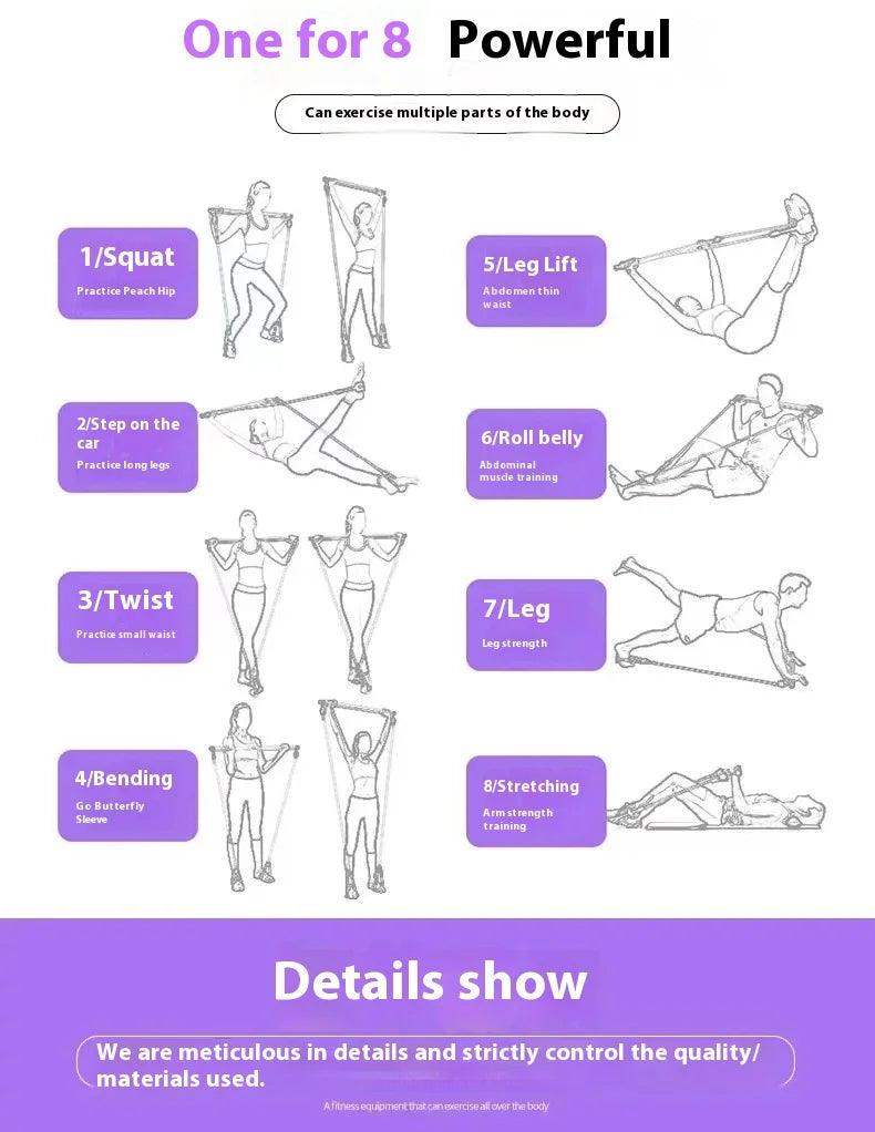 All-in-One Pilates Bar with Resistance Bands – Home Fitness - Sublake 