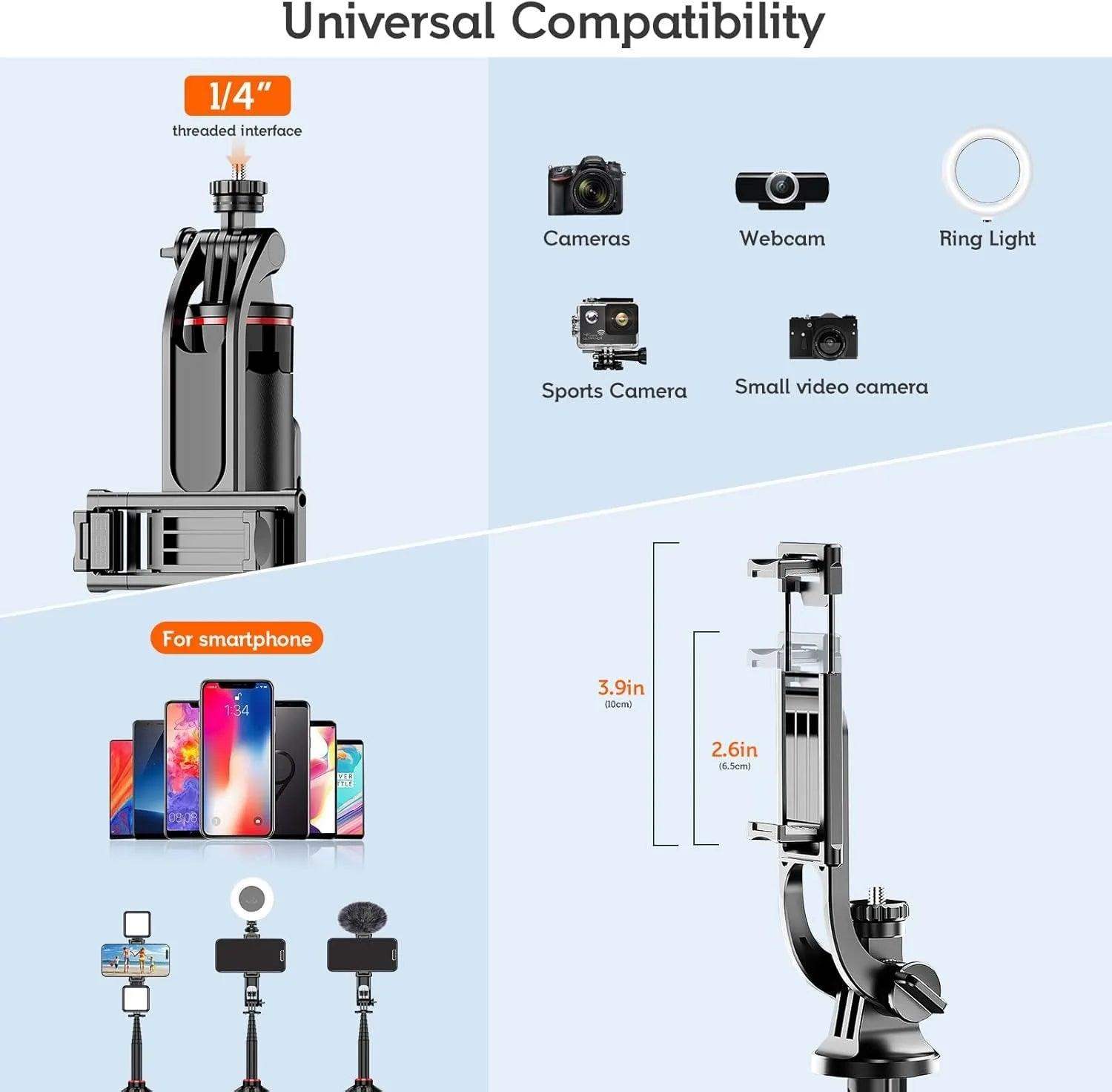 4-in-1 Selfie Stick Tripod – Wireless Remote & 360° Rotation - Sublake 