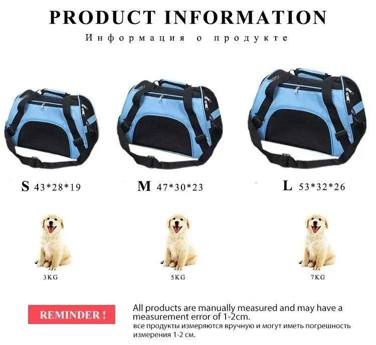 Portable Foldable Pet Travel Carrier Bag Mesh Safe - Sublake 
