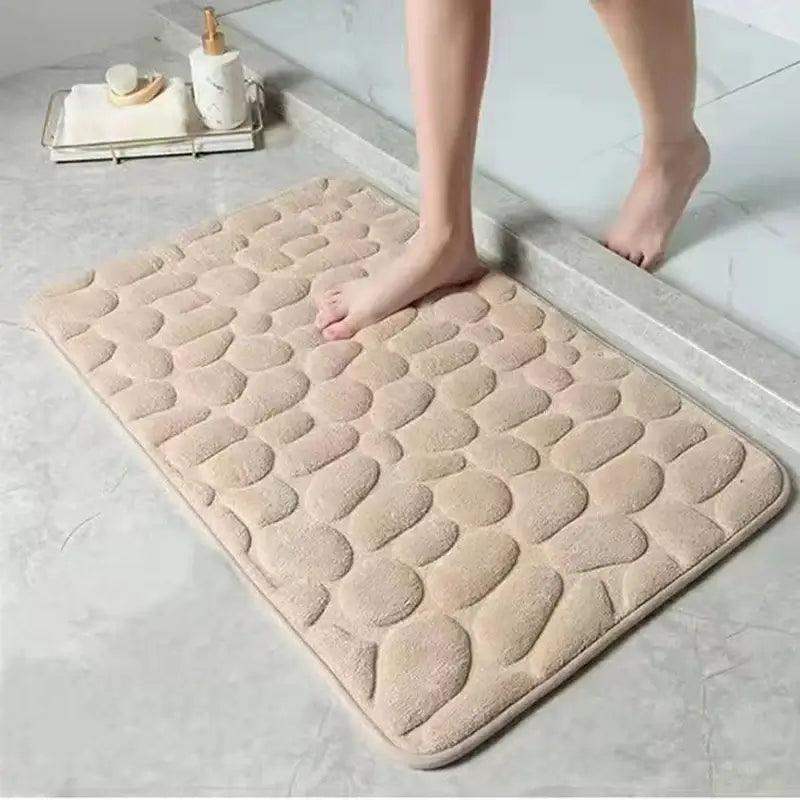 3D AntiSlip Cobblestone Embossed Bath Mat UltraDrying - Sublake 