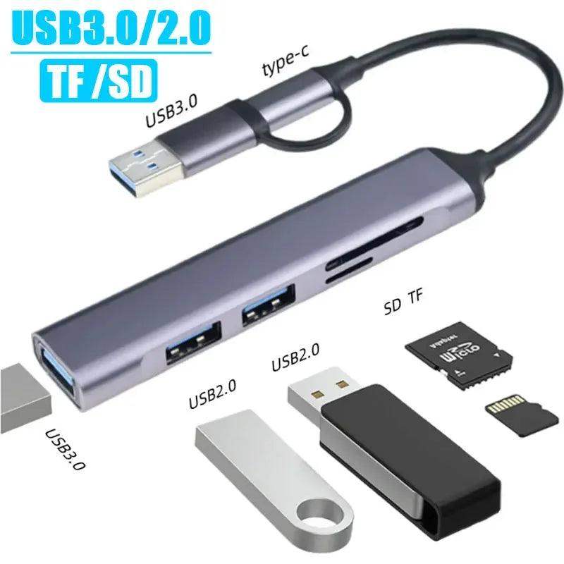 8-in-1 Type‑C USB Hub with USB 3.0 & SD Card Slots - Sublake 