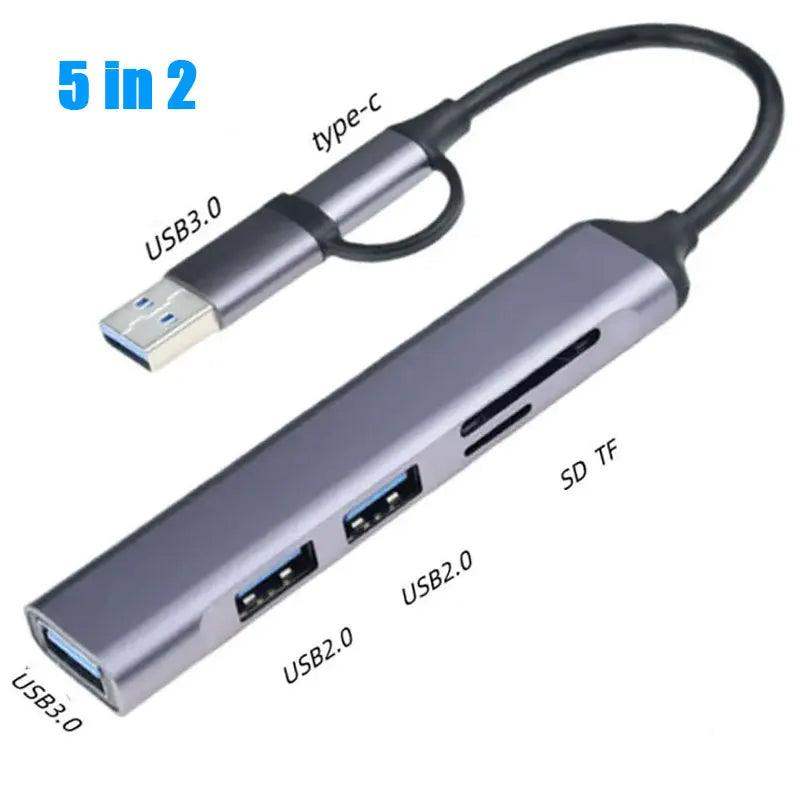8-in-1 Type‑C USB Hub with USB 3.0 & SD Card Slots - Sublake 