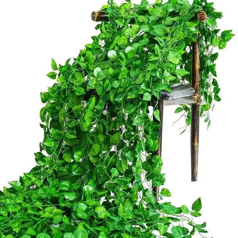 11M Artificial Plant Green Ivy Leaf Garland Fake Plant Creeper Hanging Vine Outdoor DIY Garden Wall Wedding Party Home Decor - Sublake 
