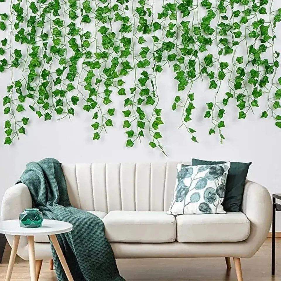11M Artificial Plant Green Ivy Leaf Garland Fake Plant Creeper Hanging Vine Outdoor DIY Garden Wall Wedding Party Home Decor - Sublake 