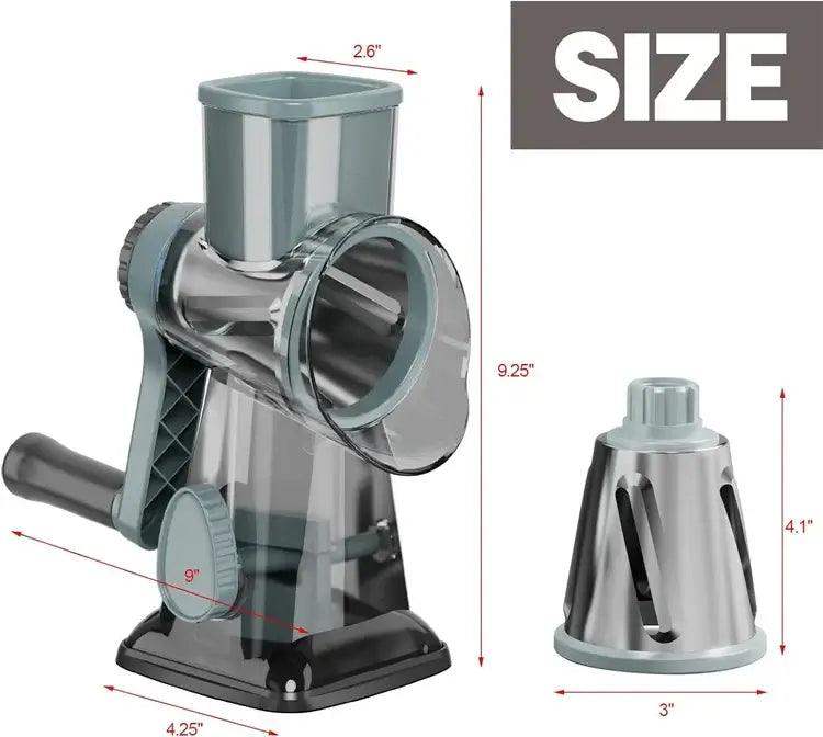 3‑in‑1 Rotary Cheese Grater – Manual Slicer & Nut Grinder - Sublake 