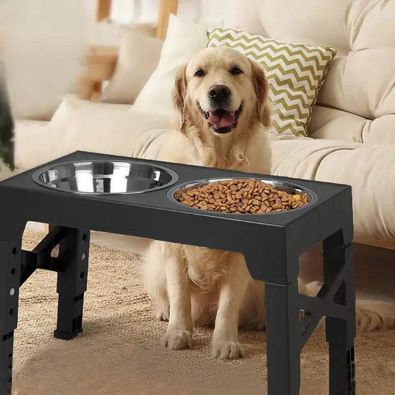 Elevated Dog Feeder with Adjustable Stand & Stainless Steel Bowls - Sublake 