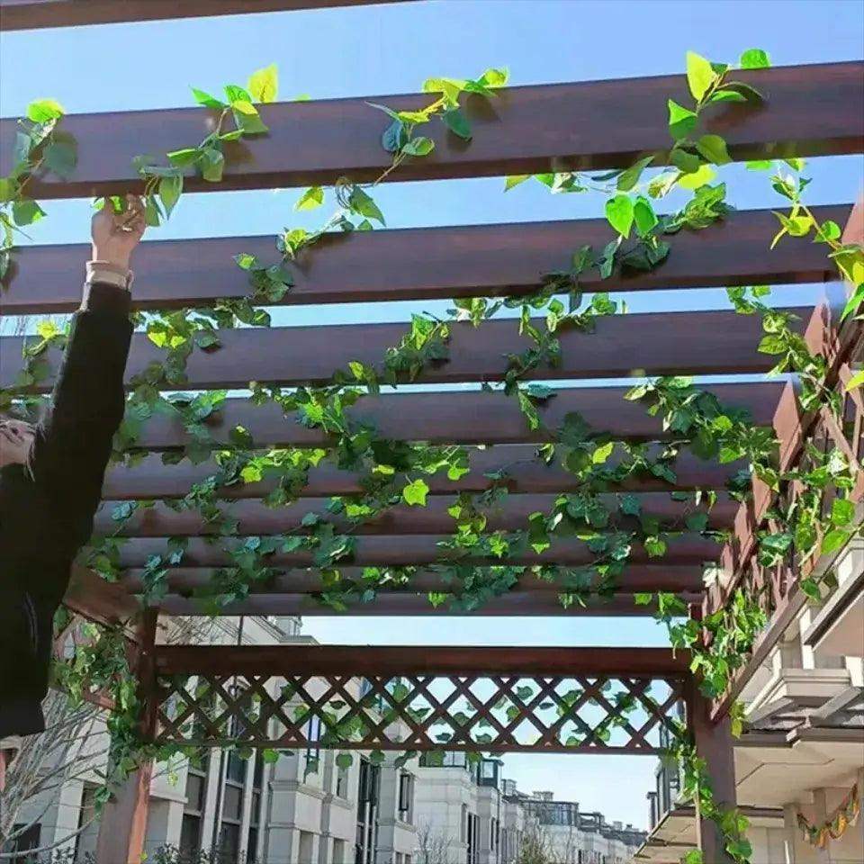 11M Artificial Plant Green Ivy Leaf Garland Fake Plant Creeper Hanging Vine Outdoor DIY Garden Wall Wedding Party Home Decor - Sublake 