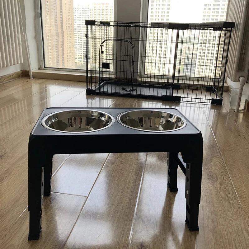Elevated Dog Feeder with Adjustable Stand & Stainless Steel Bowls - Sublake 