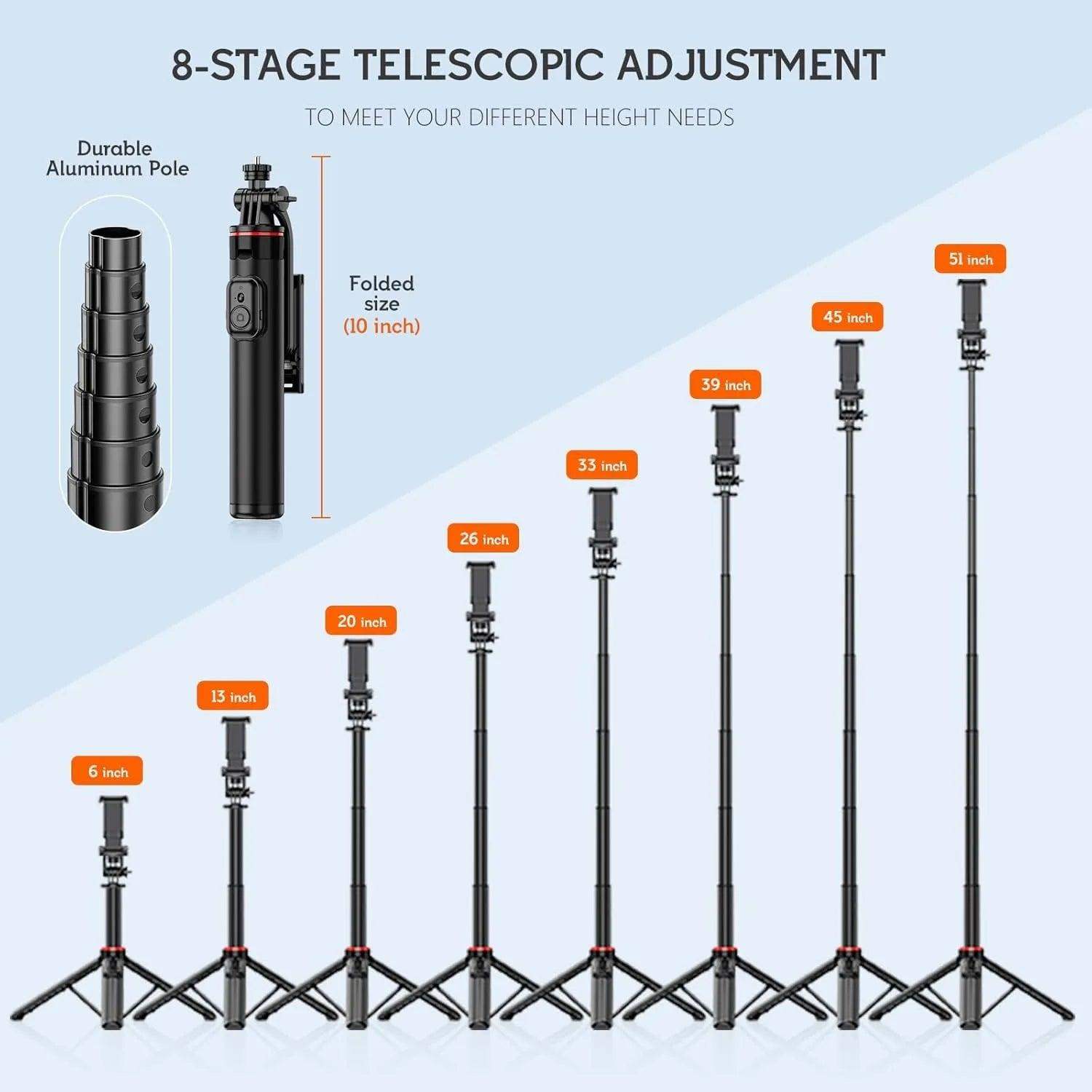 4-in-1 Selfie Stick Tripod – Wireless Remote & 360° Rotation - Sublake 