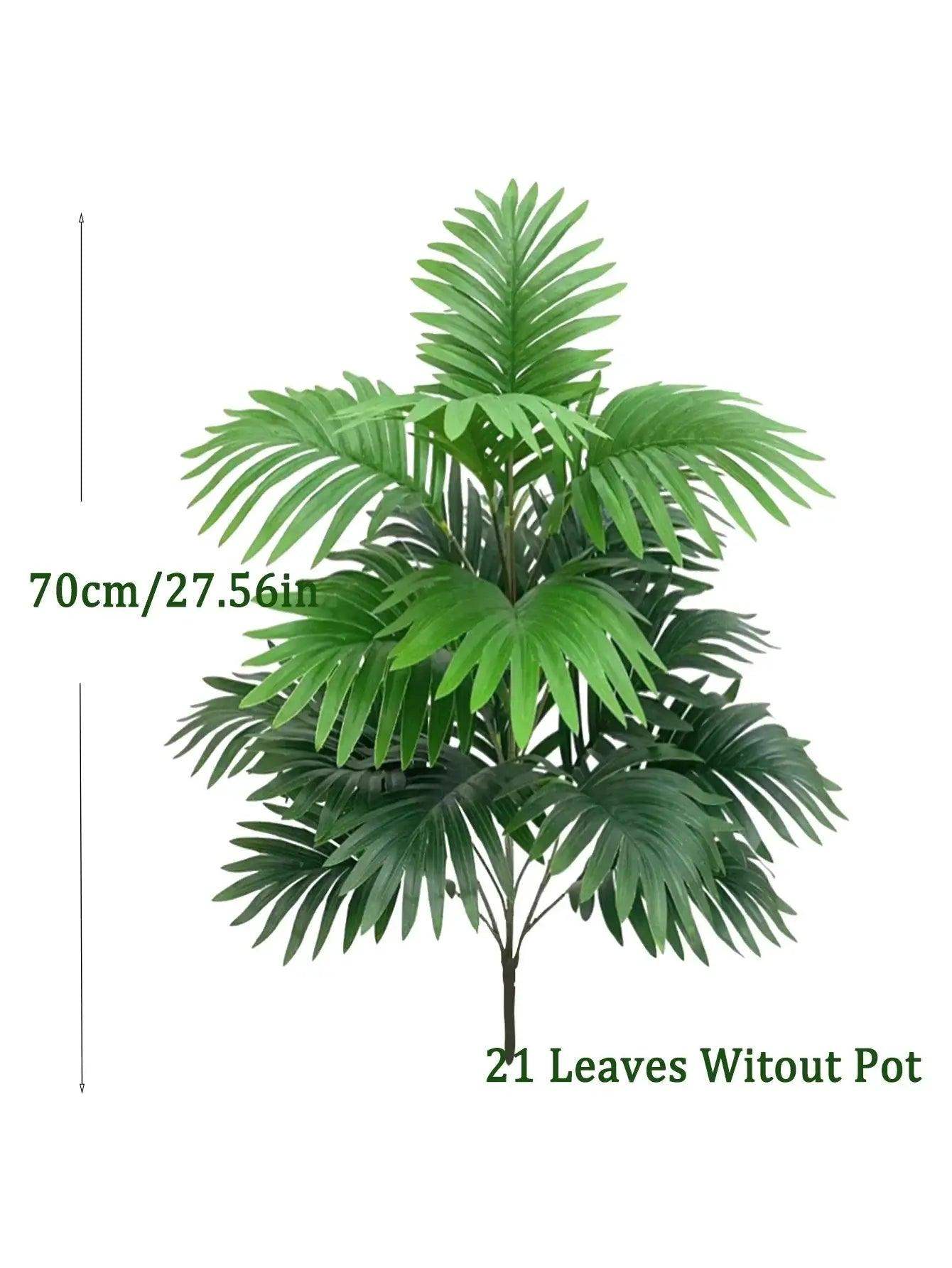 70-80cm Large Artificial Palm Tree Tropical Green Leaves Fake Plants Plastic Monstera Faux Tree Branch for Home Kitchen Decor - Sublake 