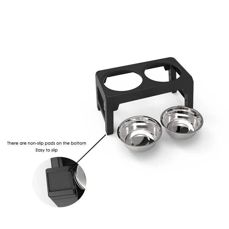 Elevated Dog Feeder with Adjustable Stand & Stainless Steel Bowls - Sublake 