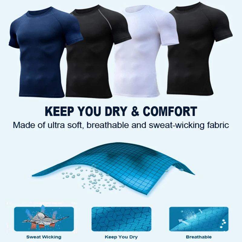 Men's Compression Short Sleeve Gym Fitness Running Shirt - Sublake 