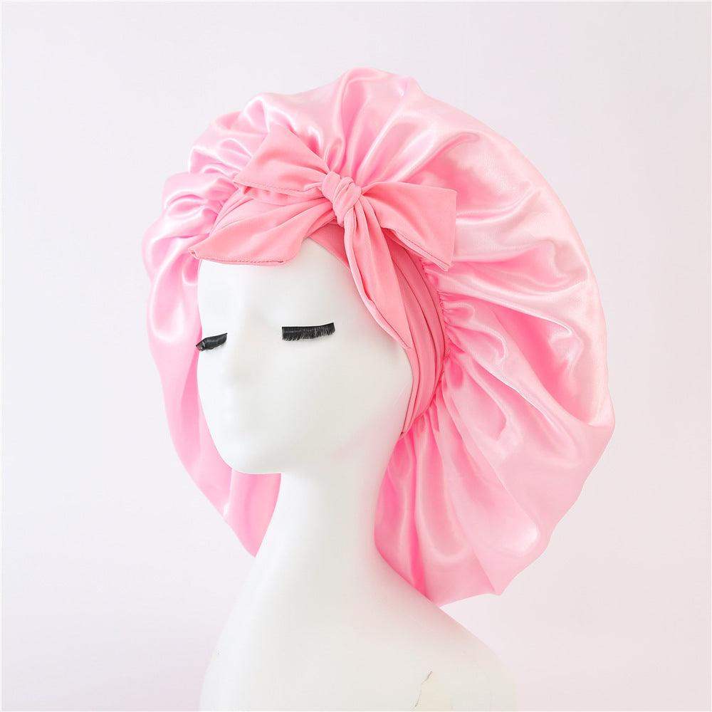 Silk and satin nightcap with tie - Pink // Sublake 