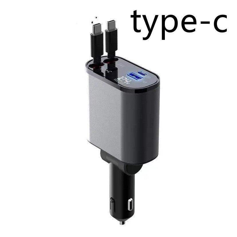 300% Car Charger iphone & Type-C Retractable Adapter - Sublake 