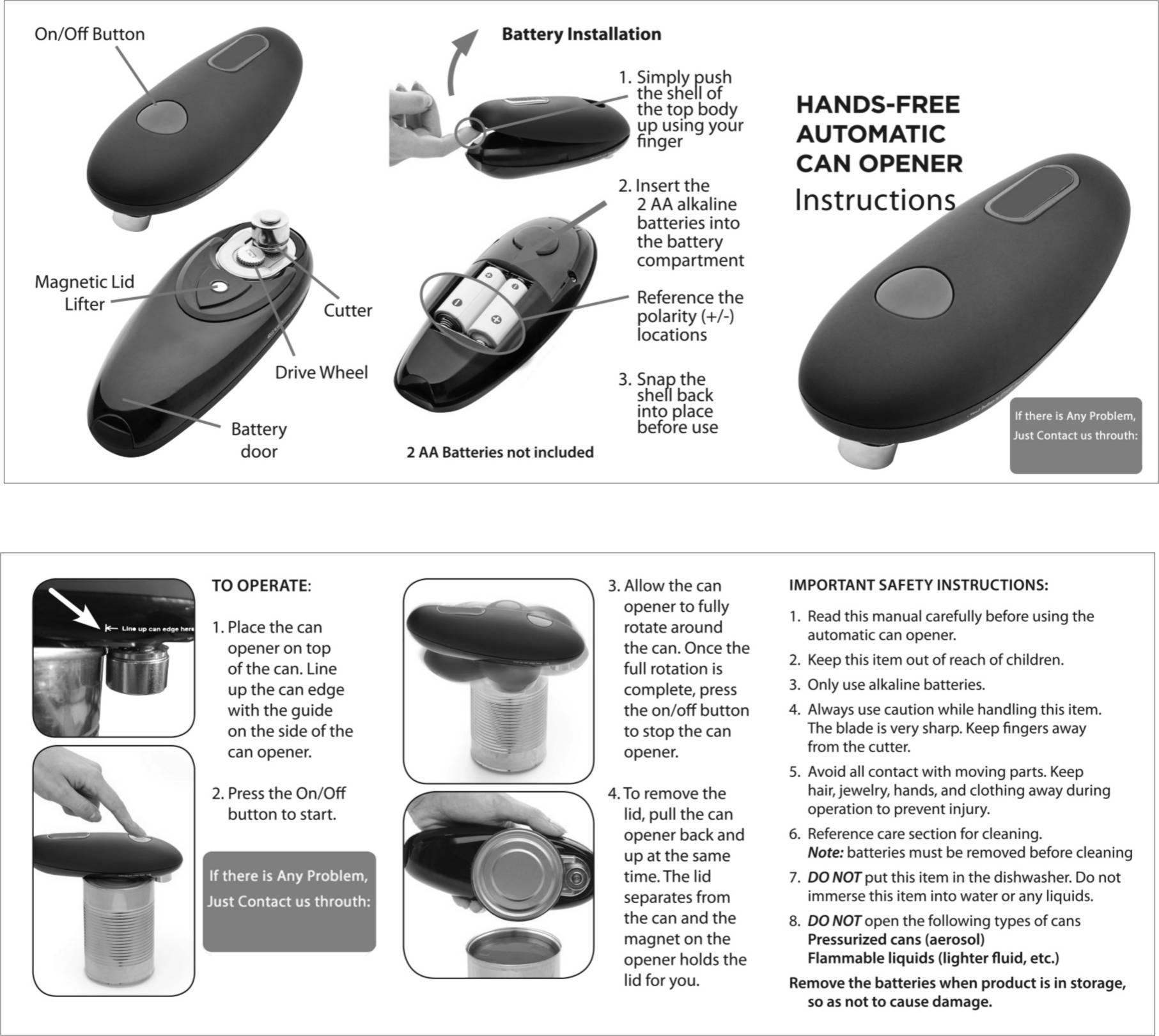 One Touch Automatic Can Opener - Sublake 
