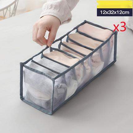 Non-woven fabric underwear storage box - 3pcs Grey / Panties // Sublake 