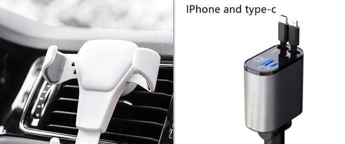 300% Car Charger iphone & Type-C Retractable Adapter - Sublake 