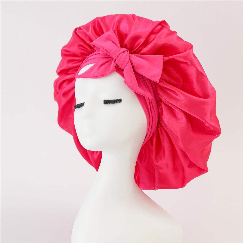 Silk and satin nightcap with tie - Rose Red // Sublake 