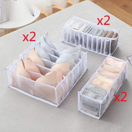 Non-woven fabric underwear storage box - 3pcs Grey / 7grids 36x17x12cm // Sublake 