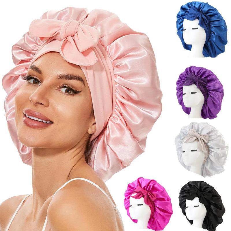Silk and satin nightcap with tie - Apricot // Sublake 