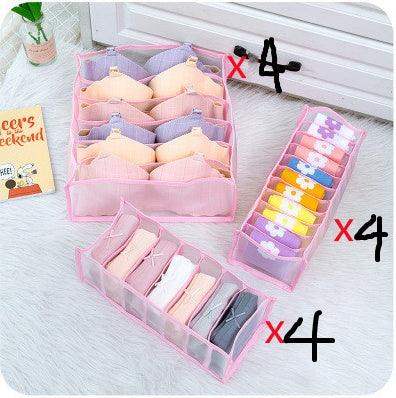 Non-woven fabric underwear storage box - Pink / 12PCS // Sublake 