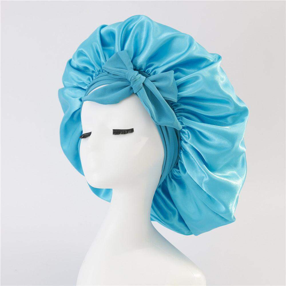 Silk and satin nightcap with tie - Dark Blue // Sublake 