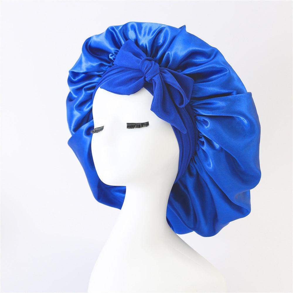 Silk and satin nightcap with tie - Sapphire Blue // Sublake 