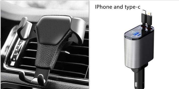 300% Car Charger iphone & Type-C Retractable Adapter - Sublake 