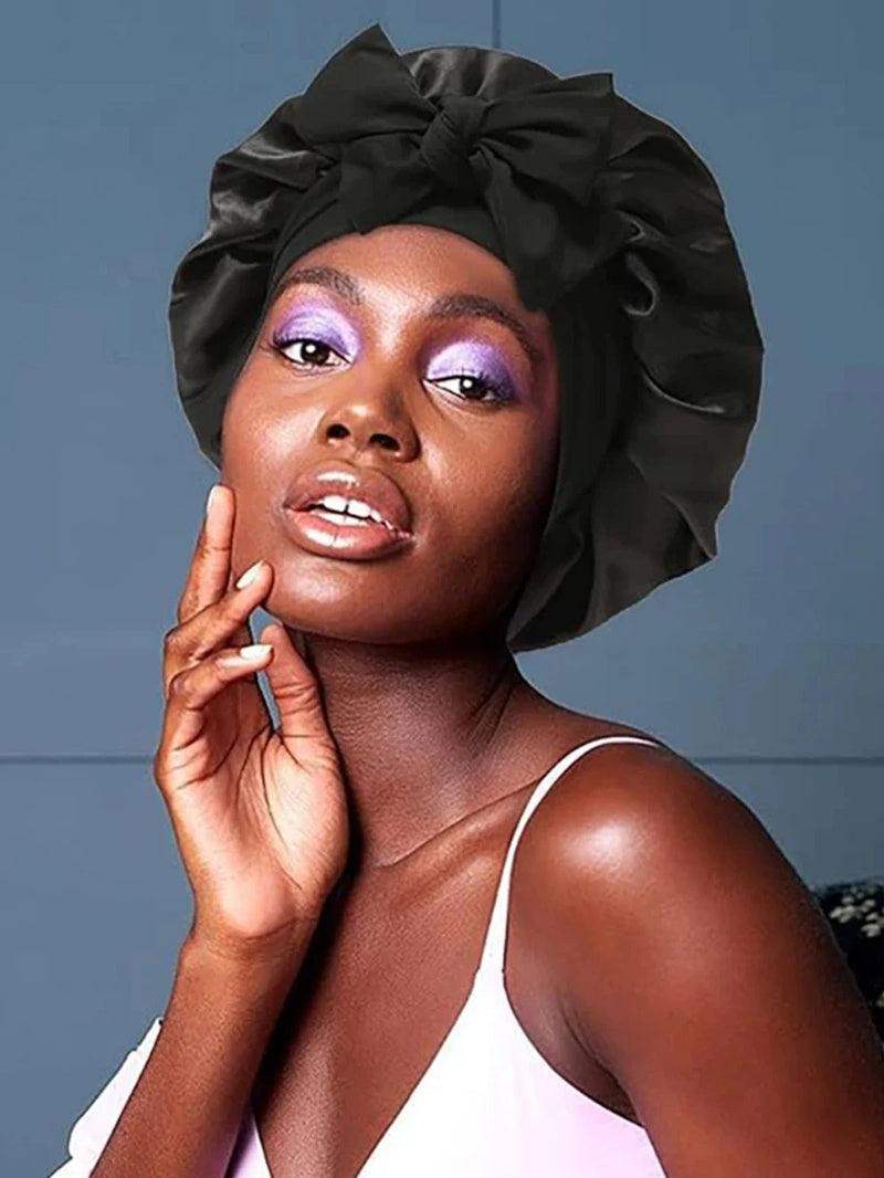 Silk and satin nightcap with tie - Apricot // Sublake 