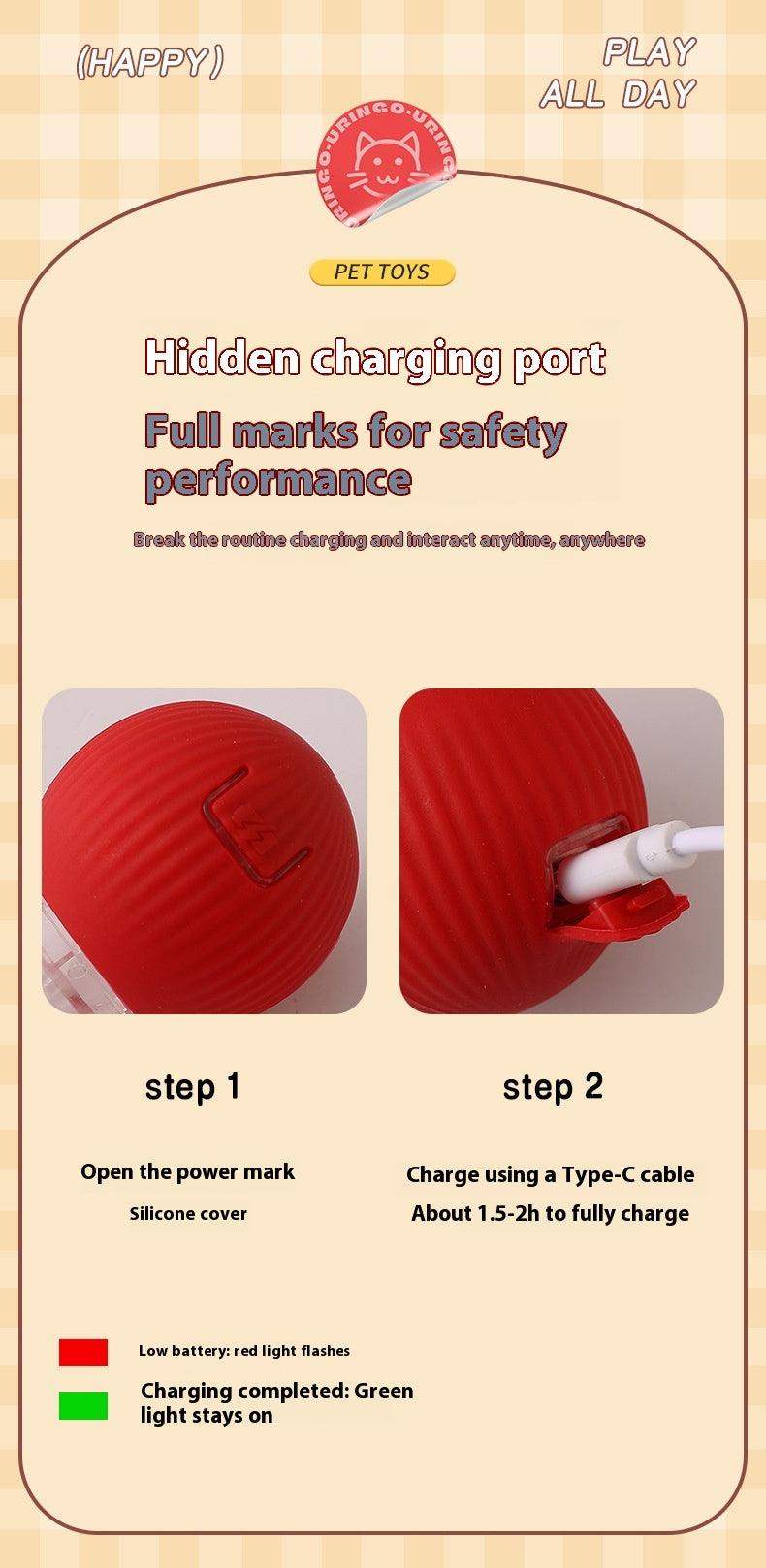 Automatic Pet Interactive Rolling Ball - Magic Tail Gray // Sublake 
