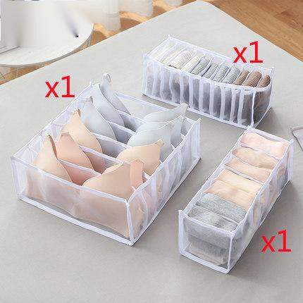 Non-woven fabric underwear storage box - White / 3 pcs // Sublake 